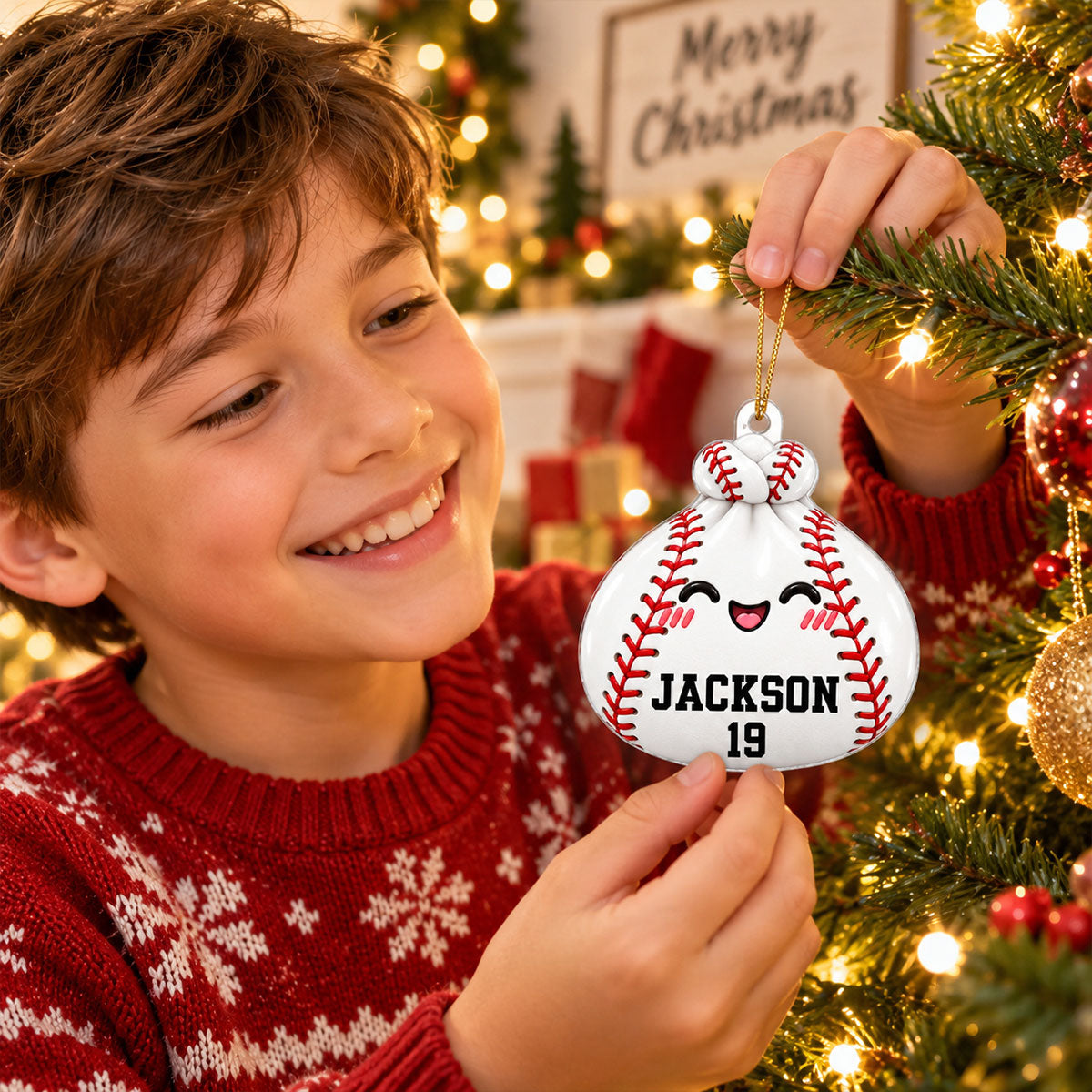 Cute Funny Sport Dumpling Dim Sum Custom Name - Personalized Acrylic Ornament - Christmas Gift For Kids, Teenagers, Soccer, Football, Baseball, Basketball, Volleyball Players