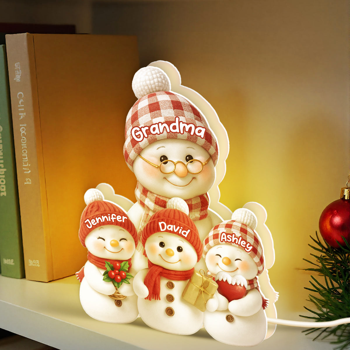 Snowman Grandma & Grandkids Together - Personalized Light Box - Christmas Gift for Grandma