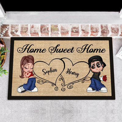 Home Sweet Home Y2K Couple Housewarming Gift Personalized Doormat