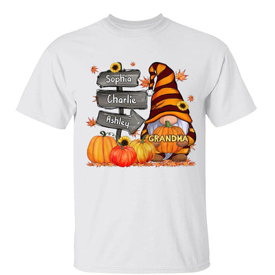 Grandma Mom Gnome Direction Sign Pumpkins Personalized Shirt
