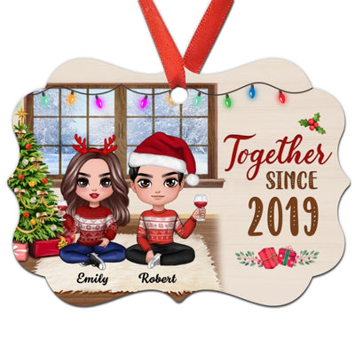Doll Couple Sitting In House Personalized Christmas Ornament