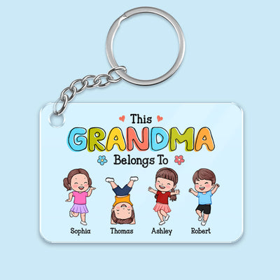 This Grandma Belongs To Naughty Kids Personalized Acrylic Keychain