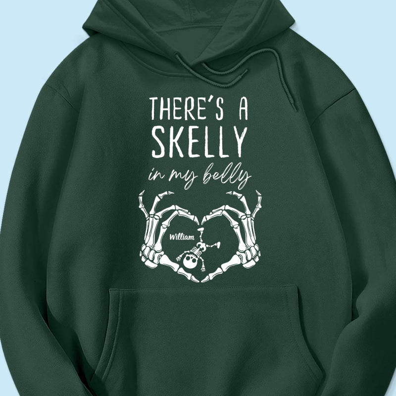 There's A Skelly In My Belly Halloween Pregnancy - Personalized Shirt - Spooky Mama Gift, Funny Pregnancy Gift