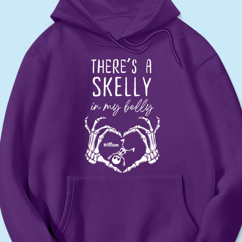 There's A Skelly In My Belly Halloween Pregnancy - Personalized Shirt - Spooky Mama Gift, Funny Pregnancy Gift