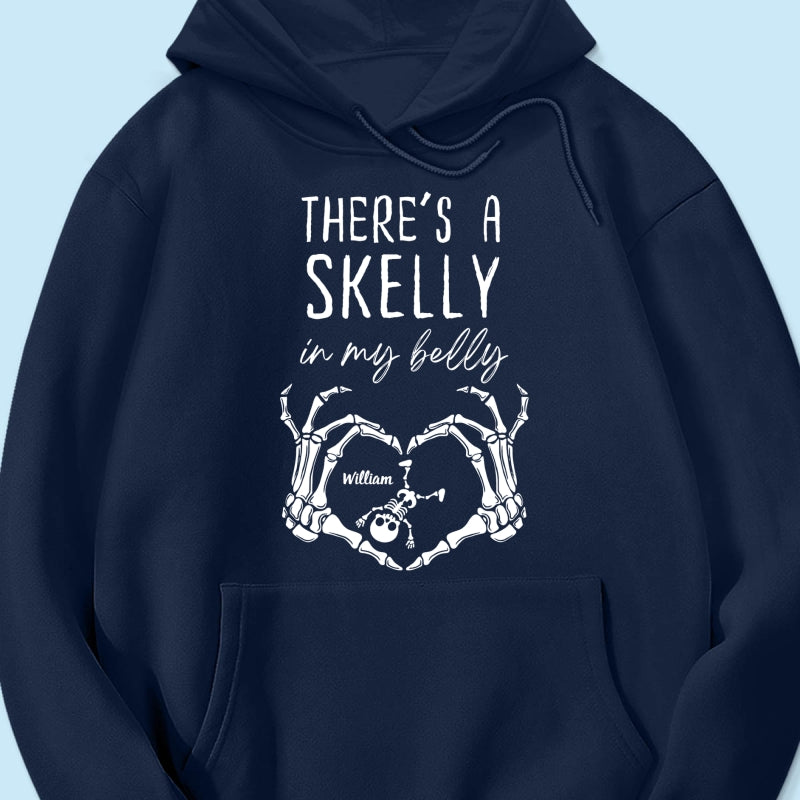 There's A Skelly In My Belly Halloween Pregnancy - Personalized Shirt - Spooky Mama Gift, Funny Pregnancy Gift