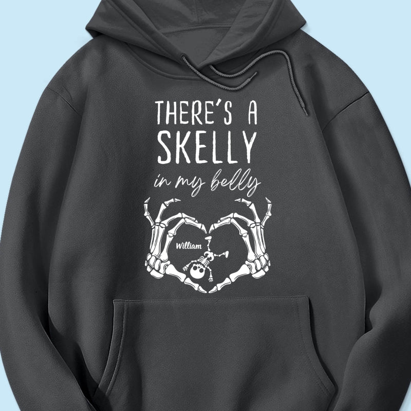There's A Skelly In My Belly Halloween Pregnancy - Personalized Shirt - Spooky Mama Gift, Funny Pregnancy Gift