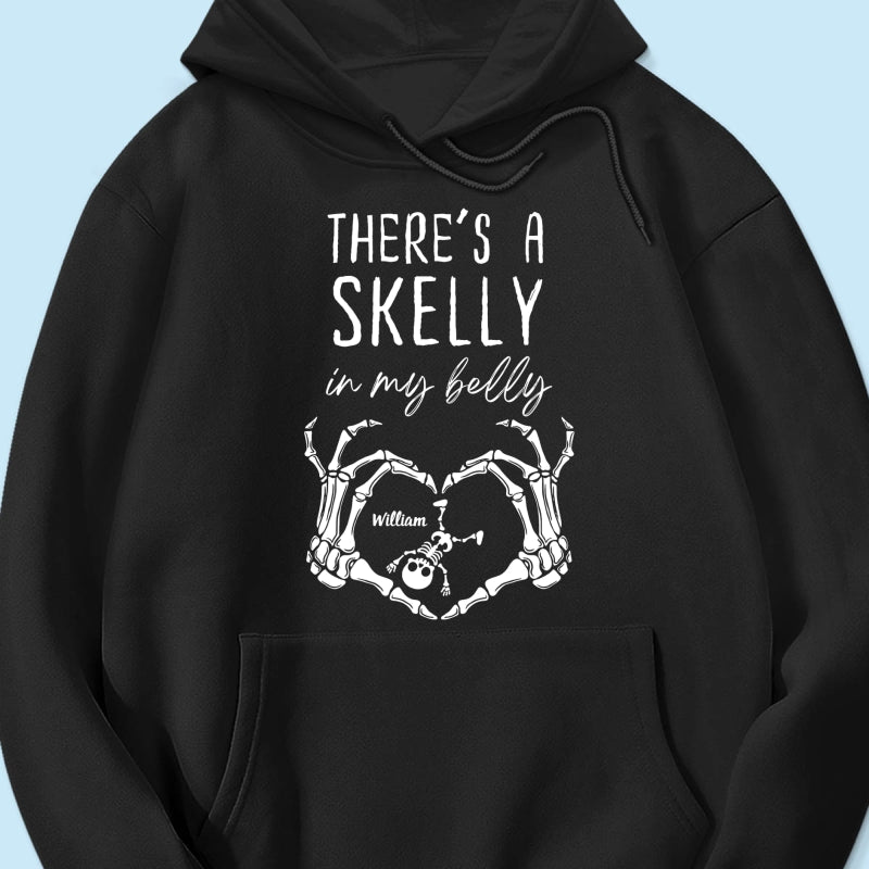 There's A Skelly In My Belly Halloween Pregnancy - Personalized Shirt - Spooky Mama Gift, Funny Pregnancy Gift