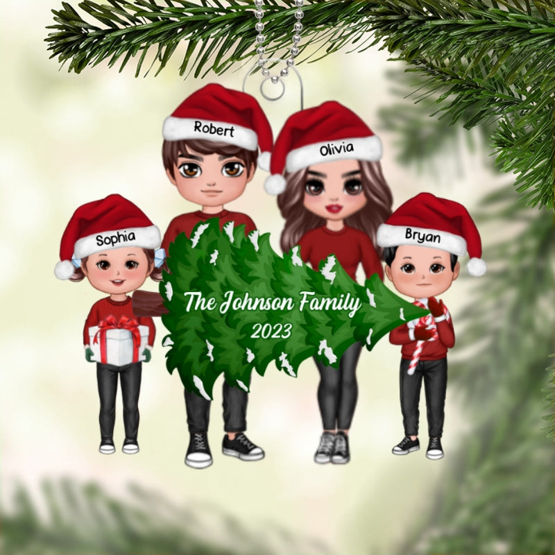 Family Decorating Tree Together Personalized Acrylic Ornament