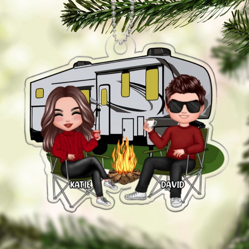 Doll Couple Camping Christmas Gift Personalized Acrylic Ornament