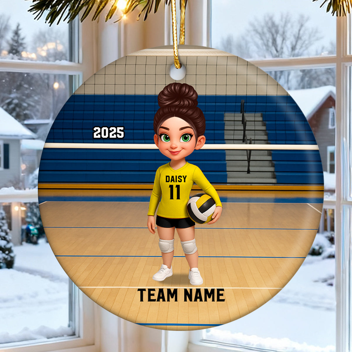 Volleyball Player On The Court - Personalized Ceramic Ornament - Christmas Gift For Volleyball Lovers, School Volleyball Team