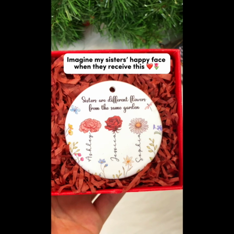 Sisters Are Different Flowers From The Same Garden - Personalized Ornament - Birthday Christmas Just Because Gift For Sisters, Besties, Memorial Sympathy Keepsake