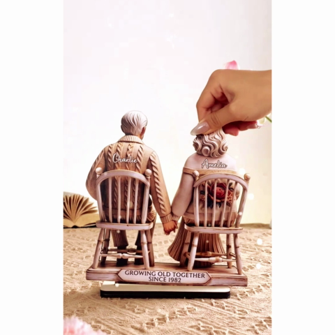 3D Effect Couple Sitting Together Personalized Standing Wooden Plaque, Heartfelt 2025  Gift, Anniversary Gift For Girlfriend, For Wife