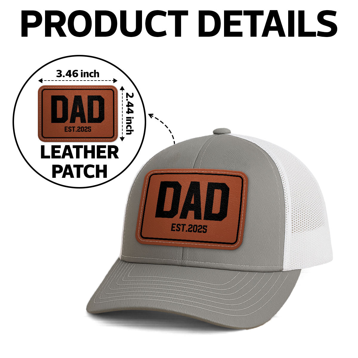 New Dad Mom Est. New Parents Gift Personalized Leather Patch Hat