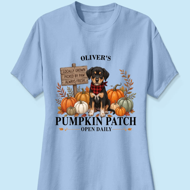 Custom Pet Photo Pumpkin Patch - Personalized Shirt - Trendy Fall Tee for Dog Mom, Cat Mom