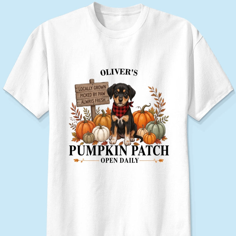 Custom Pet Photo Pumpkin Patch - Personalized Shirt - Trendy Fall Tee for Dog Mom, Cat Mom