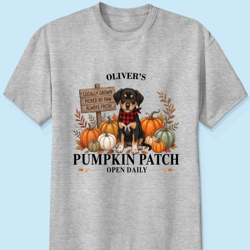 Custom Pet Photo Pumpkin Patch - Personalized Shirt - Trendy Fall Tee for Dog Mom, Cat Mom