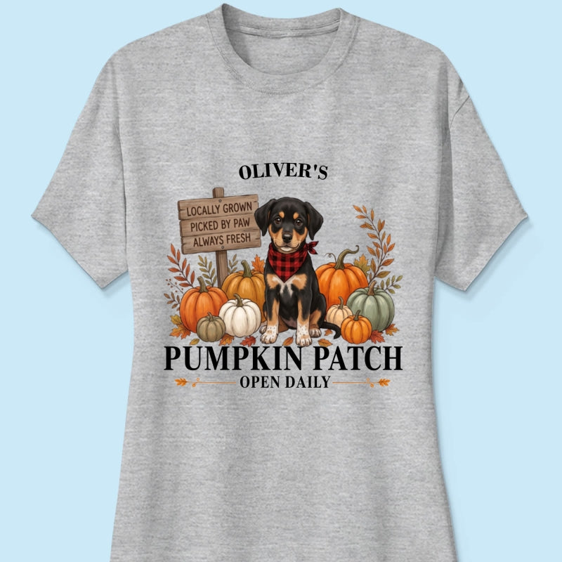 Custom Pet Photo Pumpkin Patch - Personalized Shirt - Trendy Fall Tee for Dog Mom, Cat Mom