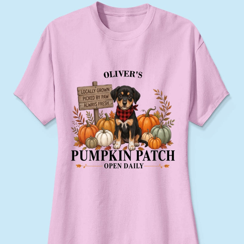 Custom Pet Photo Pumpkin Patch - Personalized Shirt - Trendy Fall Tee for Dog Mom, Cat Mom