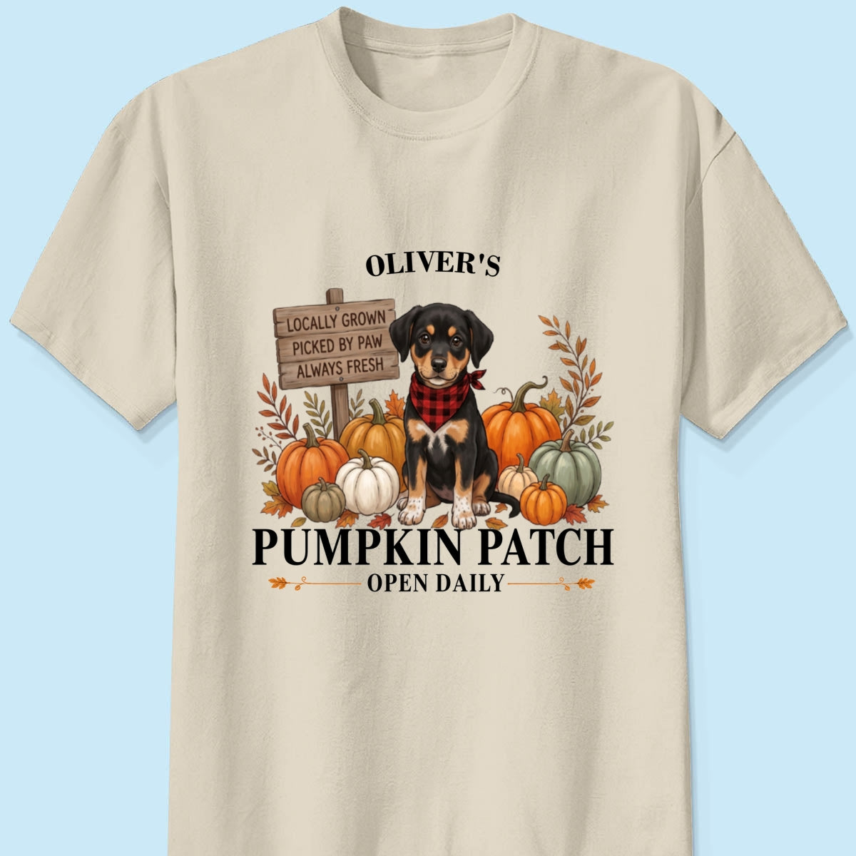 Custom Pet Photo Pumpkin Patch - Personalized Shirt - Trendy Fall Tee for Dog Mom, Cat Mom