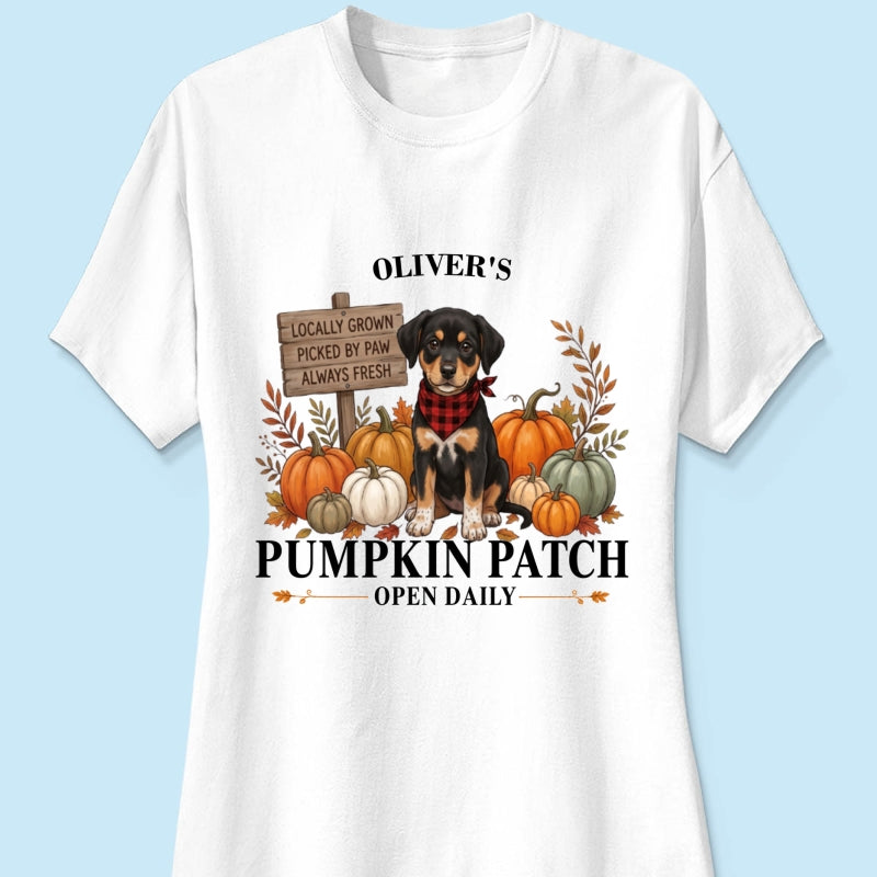 Custom Pet Photo Pumpkin Patch - Personalized Shirt - Trendy Fall Tee for Dog Mom, Cat Mom