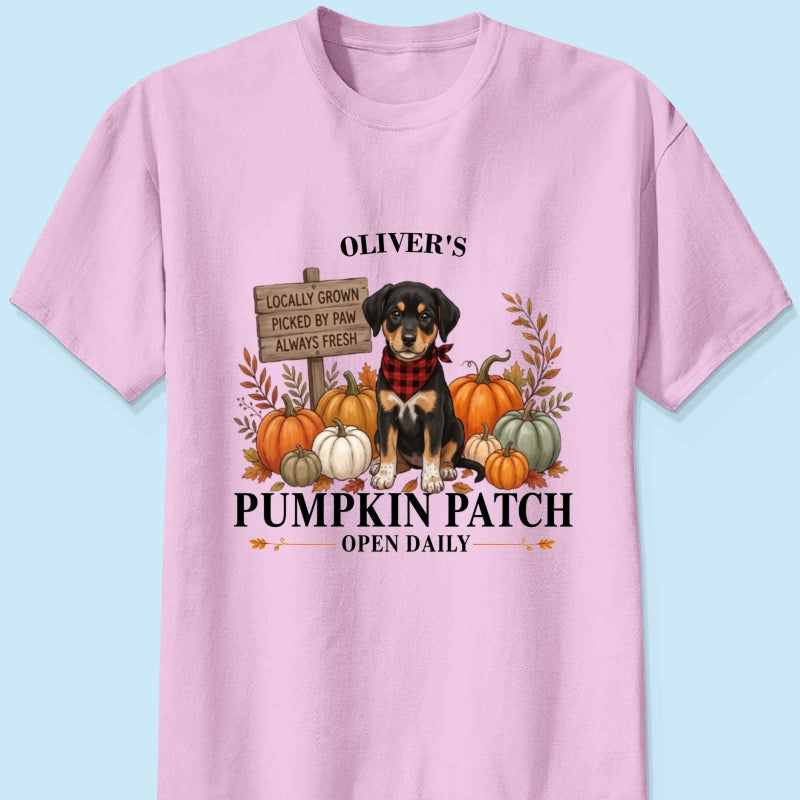 Custom Pet Photo Pumpkin Patch - Personalized Shirt - Trendy Fall Tee for Dog Mom, Cat Mom