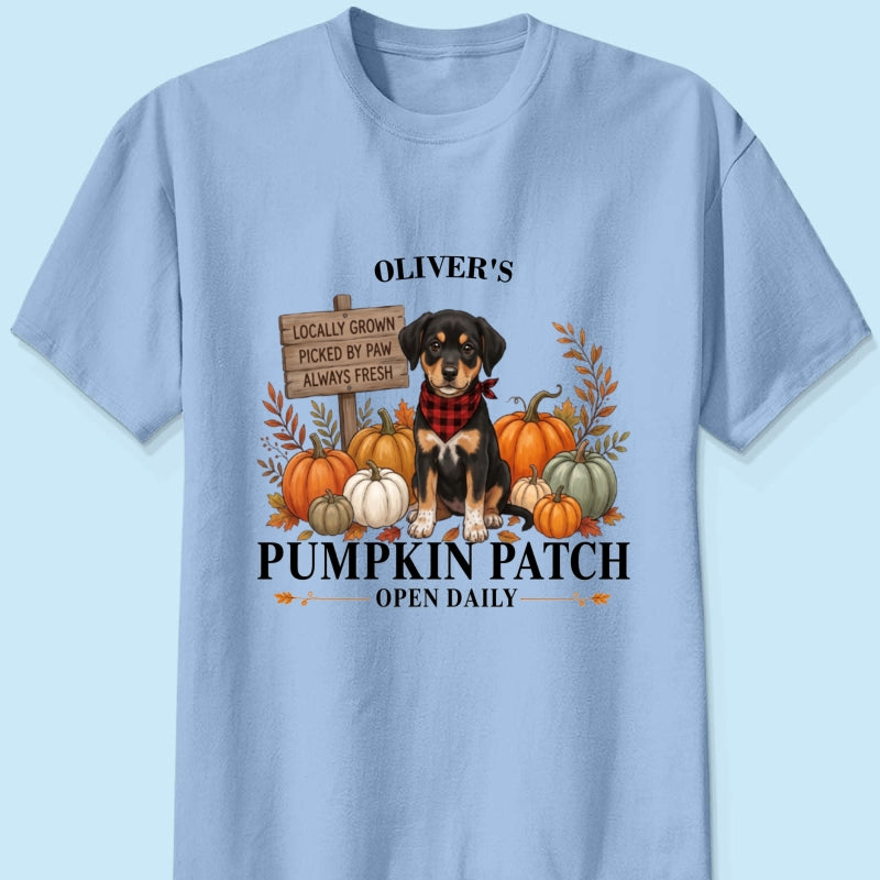 Custom Pet Photo Pumpkin Patch - Personalized Shirt - Trendy Fall Tee for Dog Mom, Cat Mom