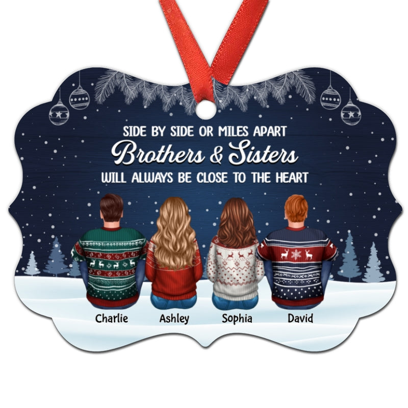 Christmas Night Side By Side Family Siblings Personalized Christmas Ornament