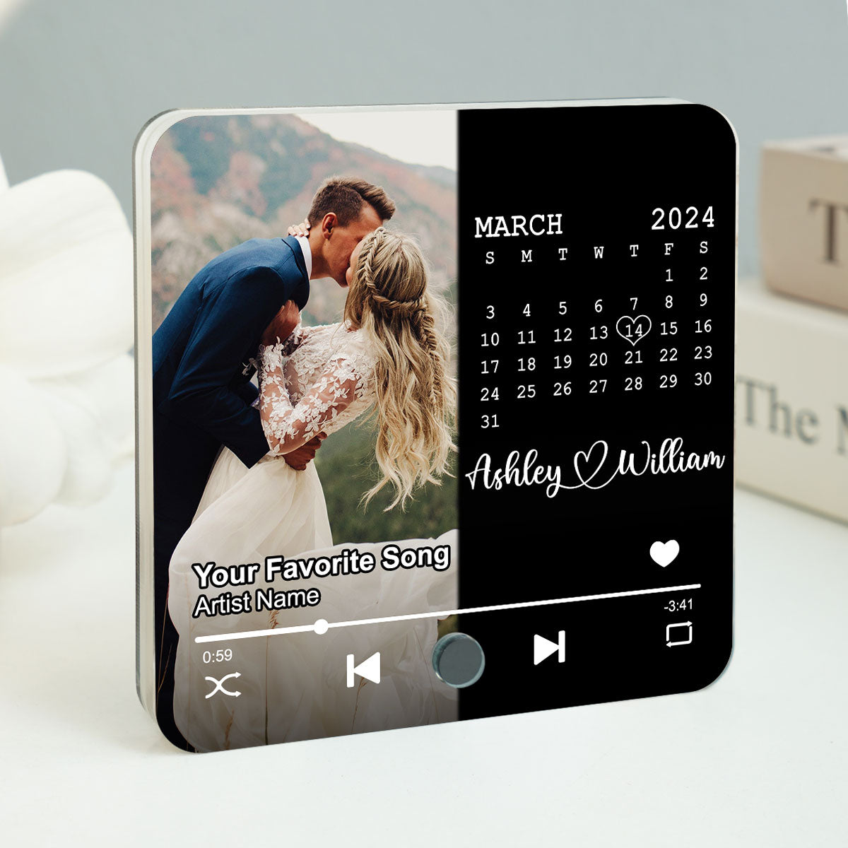 Upload Photo Calendar Anniversary Date Personalized Music Fridge Magnet, Anniversary  Gift For Him, For Her