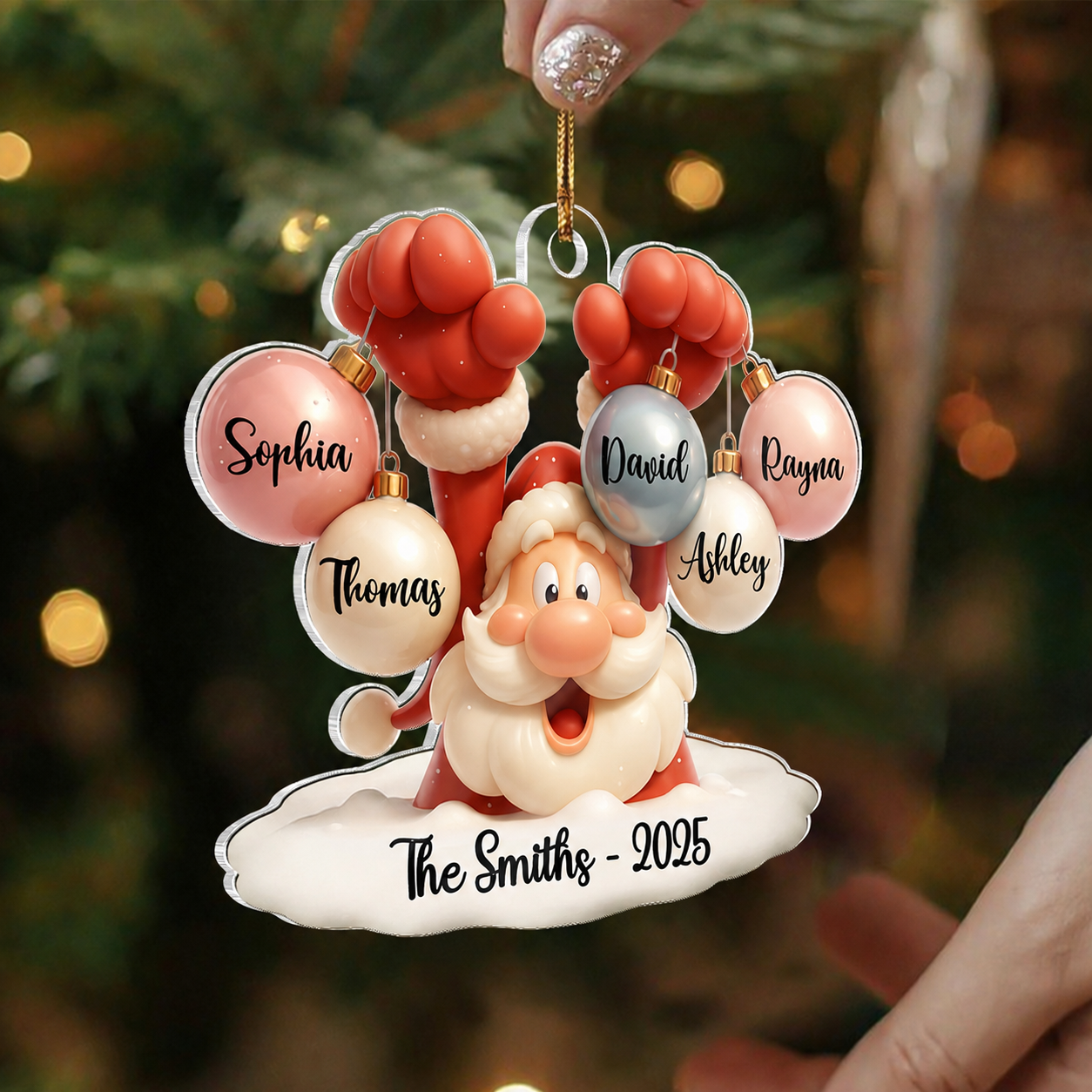 Family Name Christmas Santa Personalized Ornament, Gift for Family, Acrylic Ornament