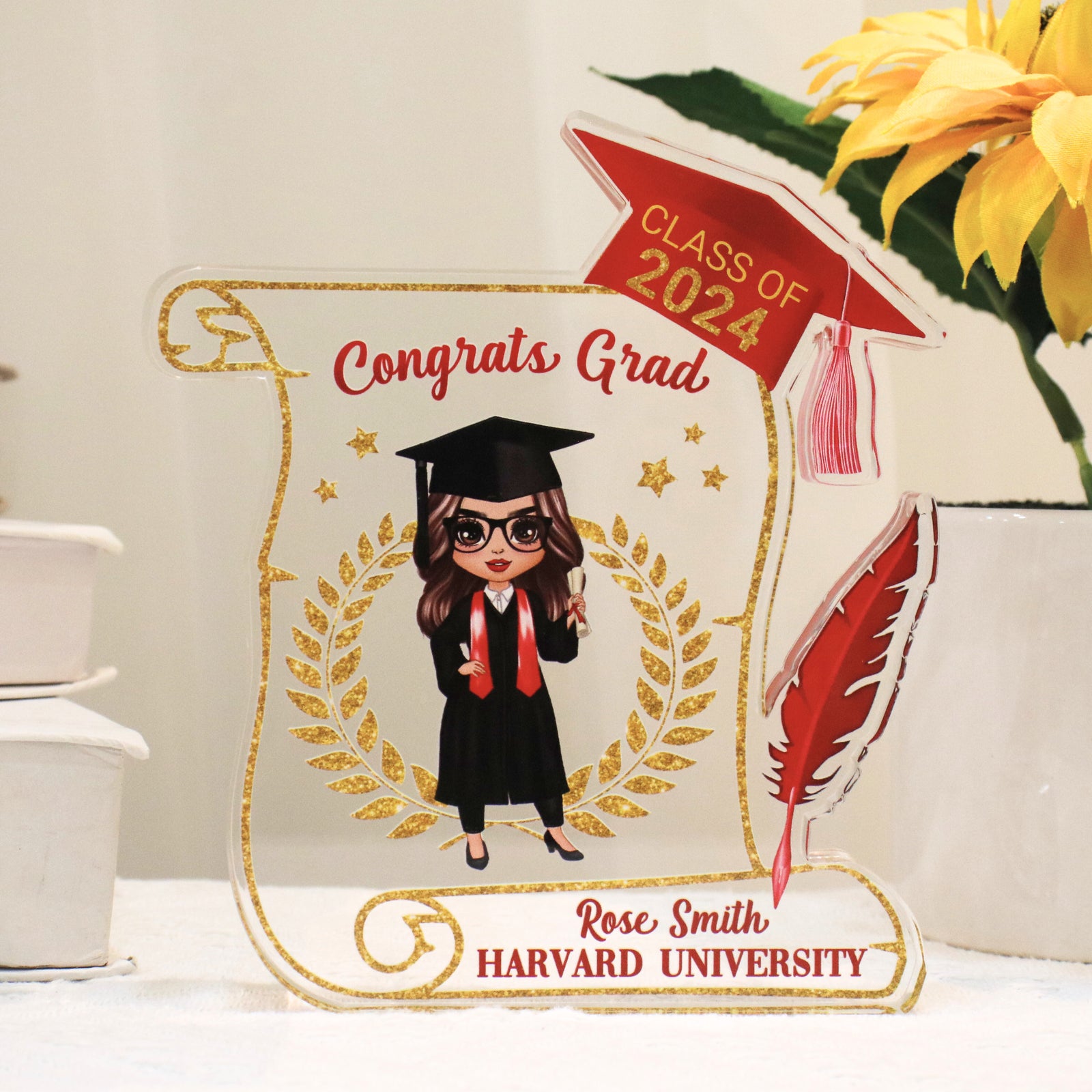 Class of 2025 Graduation Gift for Daughter Personalized Acrylic Block Plaque