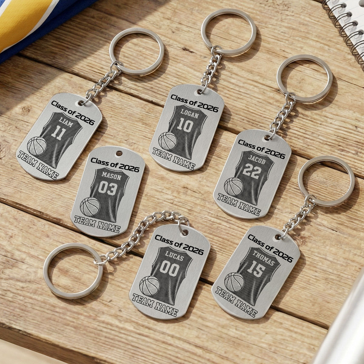 Sport Player Graduation Keepsake - Personalized Metal Keychain - Graduation Gift, Basketball, Baseball, Football