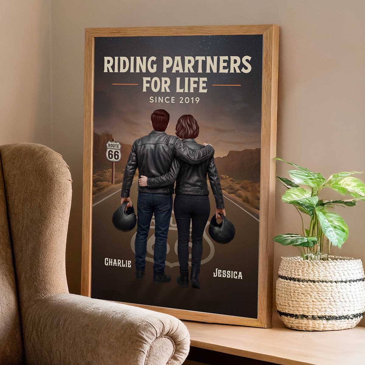 Eternal Love Back View Biker Couple Riding Partners For Life - Personalized Poster - Unique Valentine's Gift, Anniversary Gift For Couple, Bikers, Gift For Him, For Her