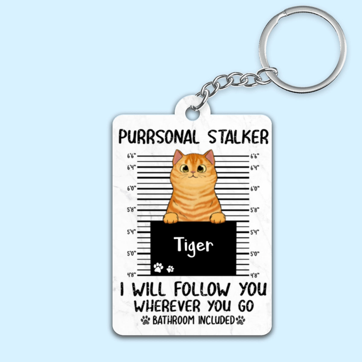 Purrsonal Stalker Peeking Fluffy Cat Personalized Acrylic Keychain