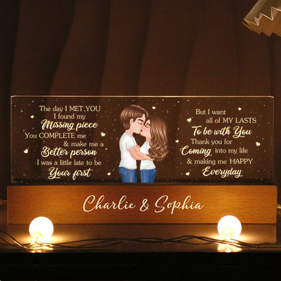 Personalized Acrylic Block LED Night Light, Couple Kissing Romatic Messages,  Gift, Anniversary Gift for Him for Her