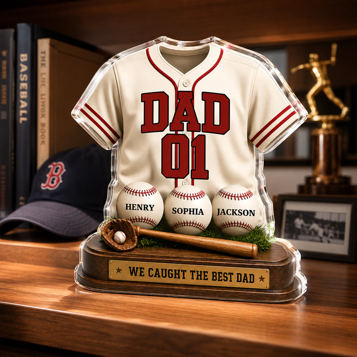 Baseball Dad Legend We Caught The Best Dad - Personalized Acrylic Block Plaque - Father's Day Gift For Dad, Husband