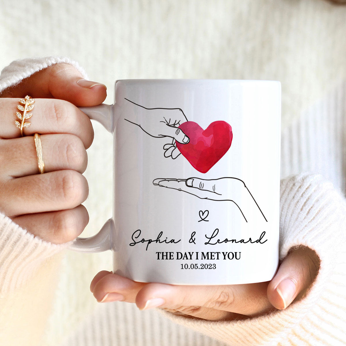 Give You My Heart Couple Hands Personalized Mug,  gift, Anniversary gift for Couples