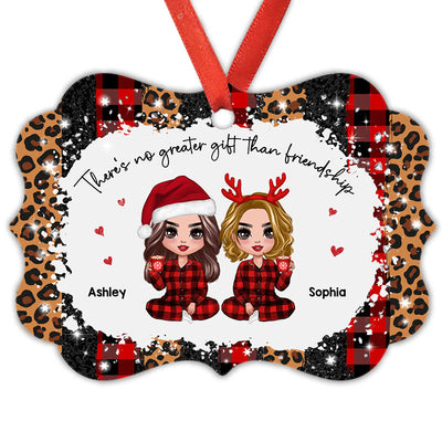 Checkered Leopard Pattern Pajamas Doll Besties Personalized Christmas Ornament