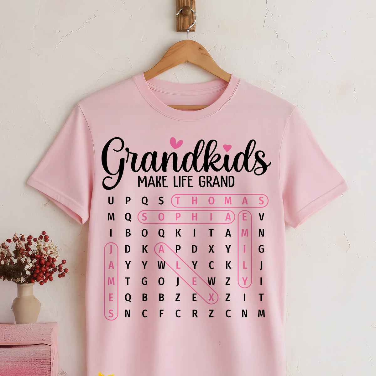 Grandma's Favorite People Word Search Puzzle - Personalized Shirt - Mother's Day Gift For Grandma Mom