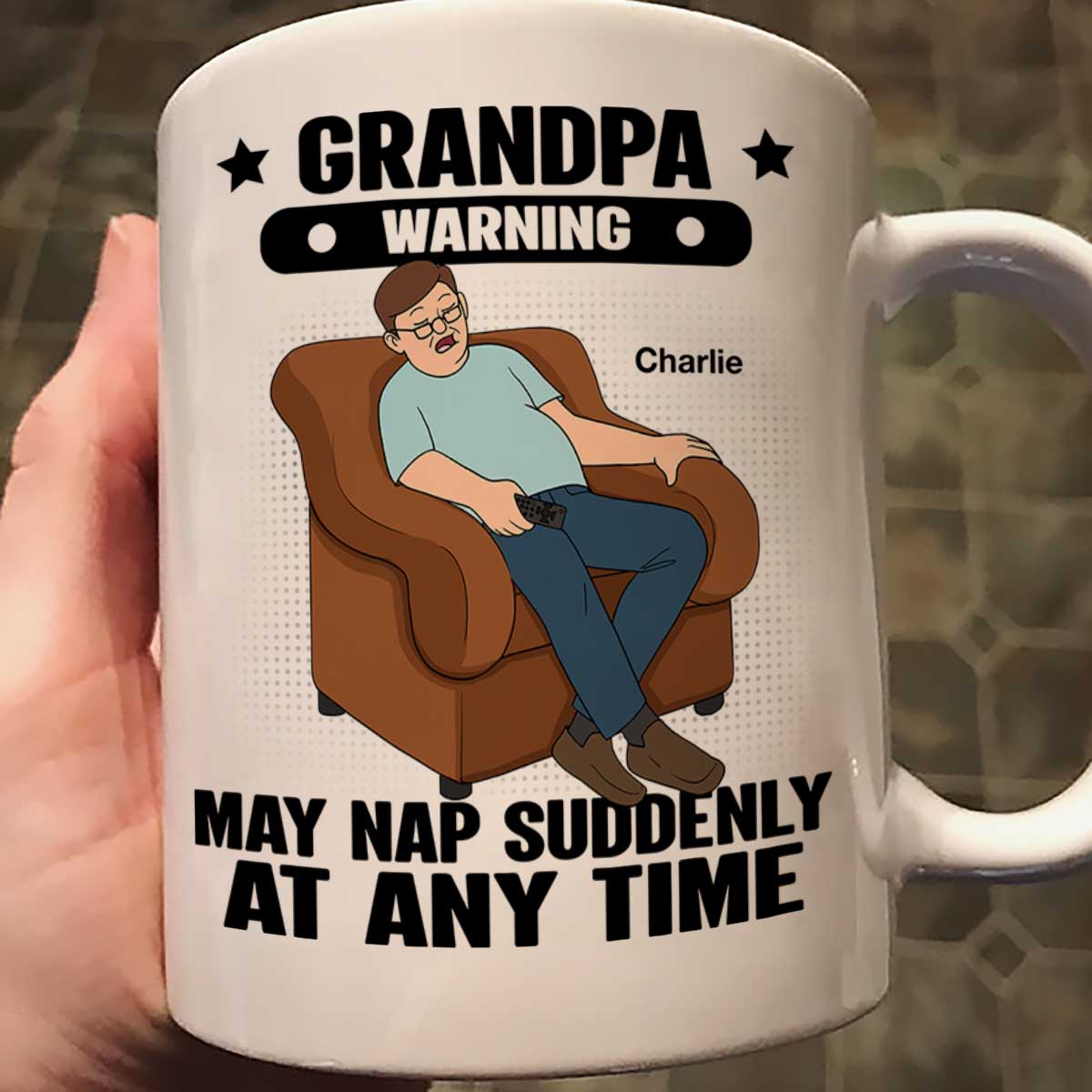 Grandpa Warning May Nap Suddenly At Any Time Funny Father‘s Day Gift Personalized Mug