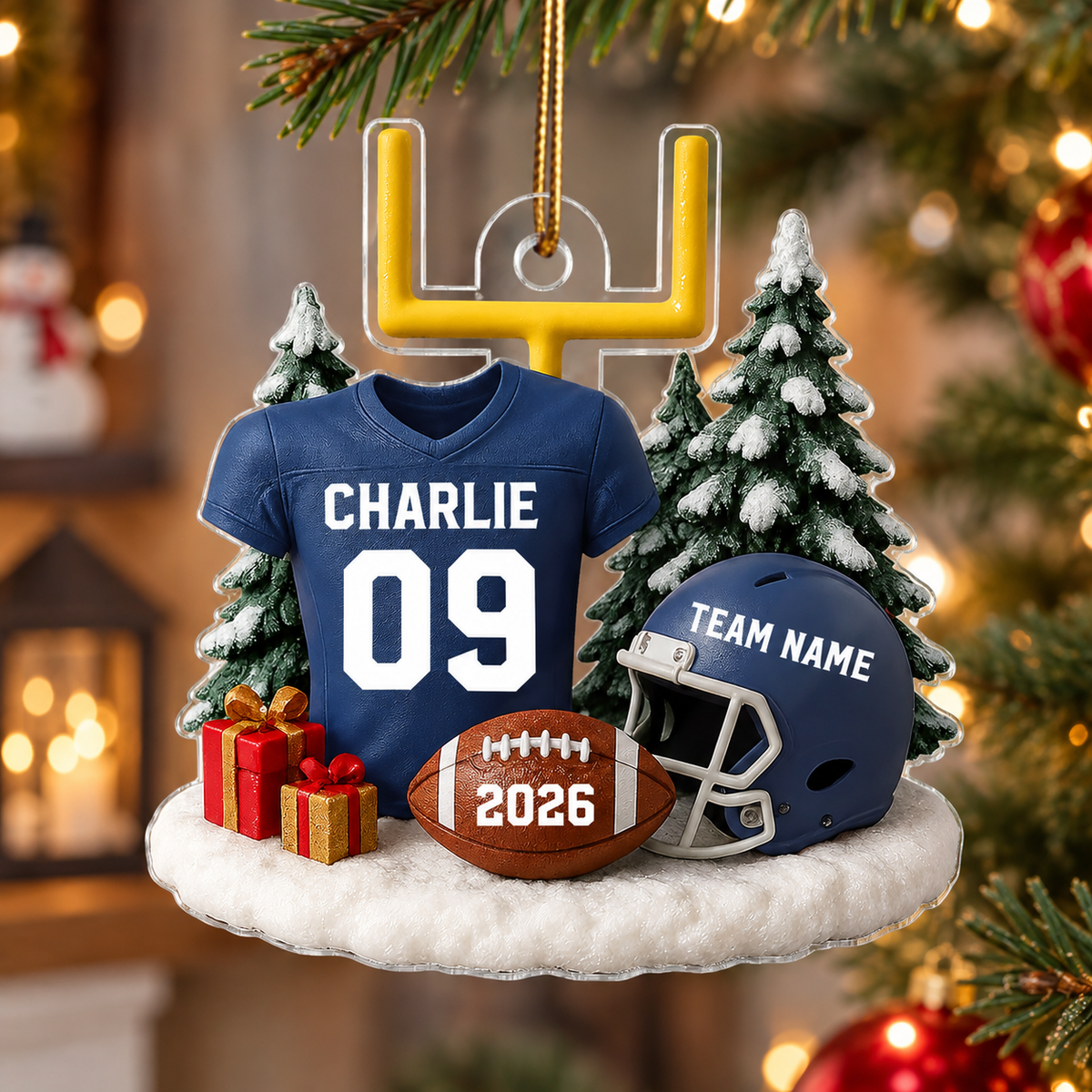 3D Effect Proud American Football Player Uniform - Personalized Acrylic Car Hanger - Gift For Football Lovers, Football Team