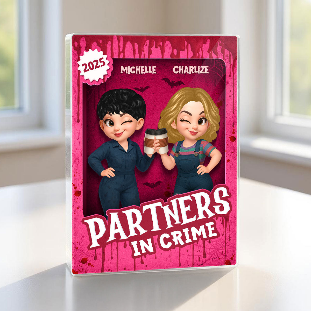 Halloween Besties Sisters Horror Movie 3D Effect Action Figure Personalized Acrylic Block