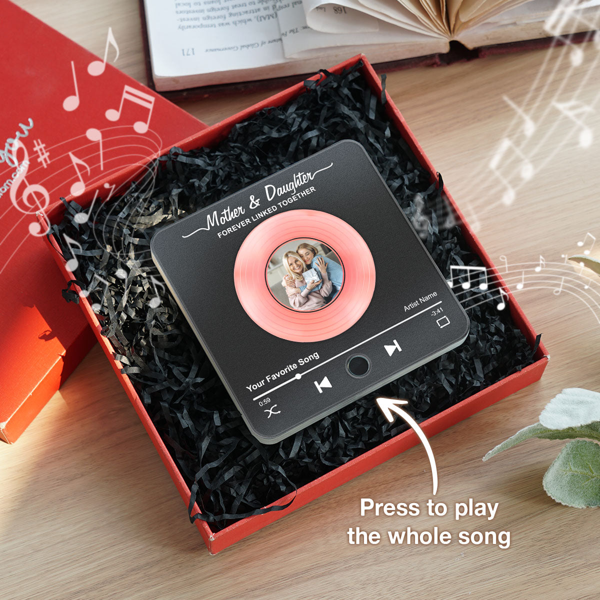 Mom & Daughter Vinyl Custom Photo Personalized Music Fridge Magnet, Perfect 2025 Gift For Mom
