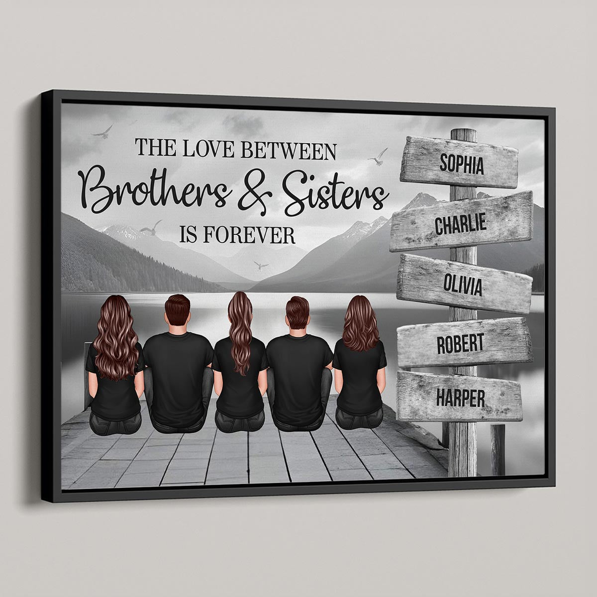Brothers & Sisters Forever Linked Together Sign Posts Personalized Poster, Home Decoration, Gift For Siblings
