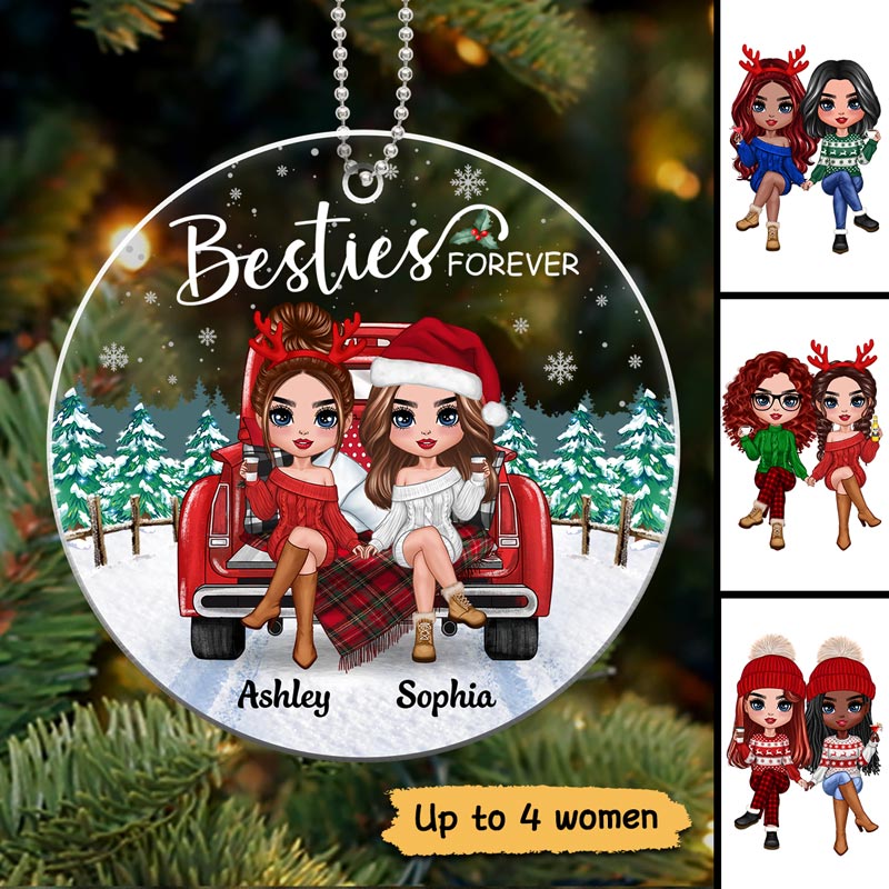 Christmas Truck Best Friends Sister Personalized Acrylic Ornament