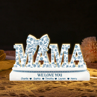 Grandma Mom Birth Month Flowers Chinoiserie Personalized Light Box, Gift for Mom, for Grandma