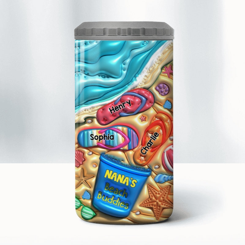 Grandma Mom Flip Flops Summer 3D Inflated Effect Printed Personalized 4 In 1 Can Cooler