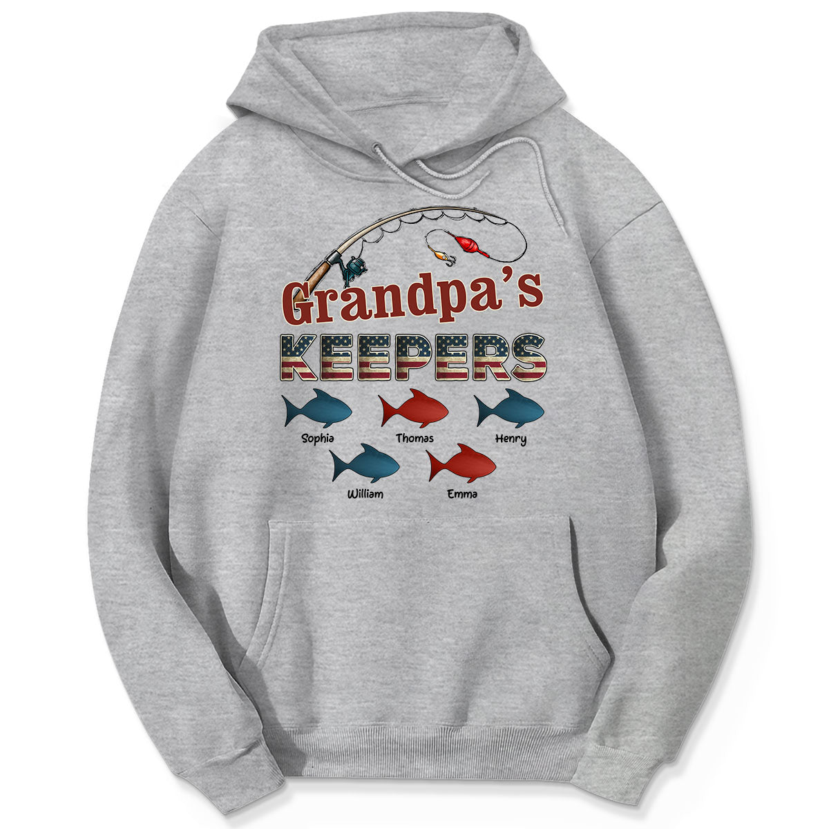 Nation Flag Grandpa's Keepers Fishing 4th Of July Personalized Shirt