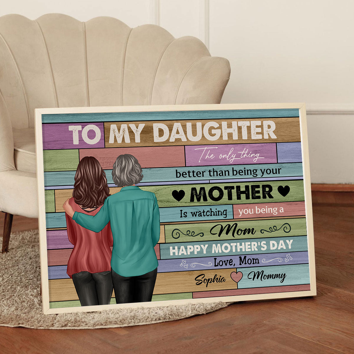 To My Daughter From Mom Happy Mother's Day Beautiful Color Palette Personalized Poster, Heartfelt Gift For Daughter