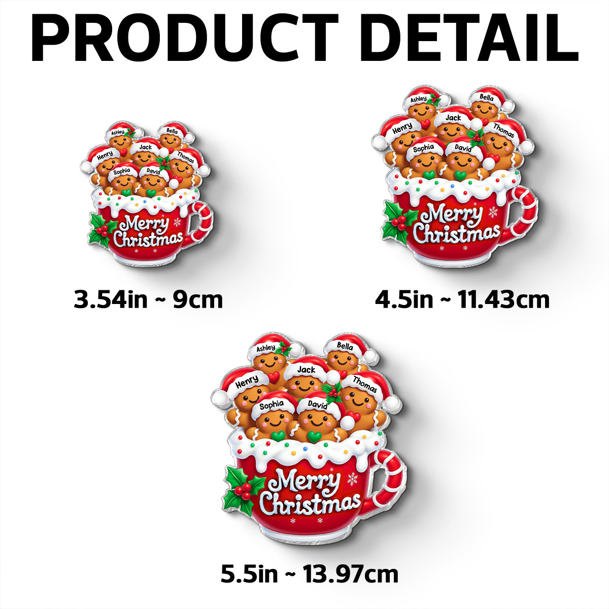 Merry Christmas Gingerbread Family Personalized Acrylic Fridge Magnet