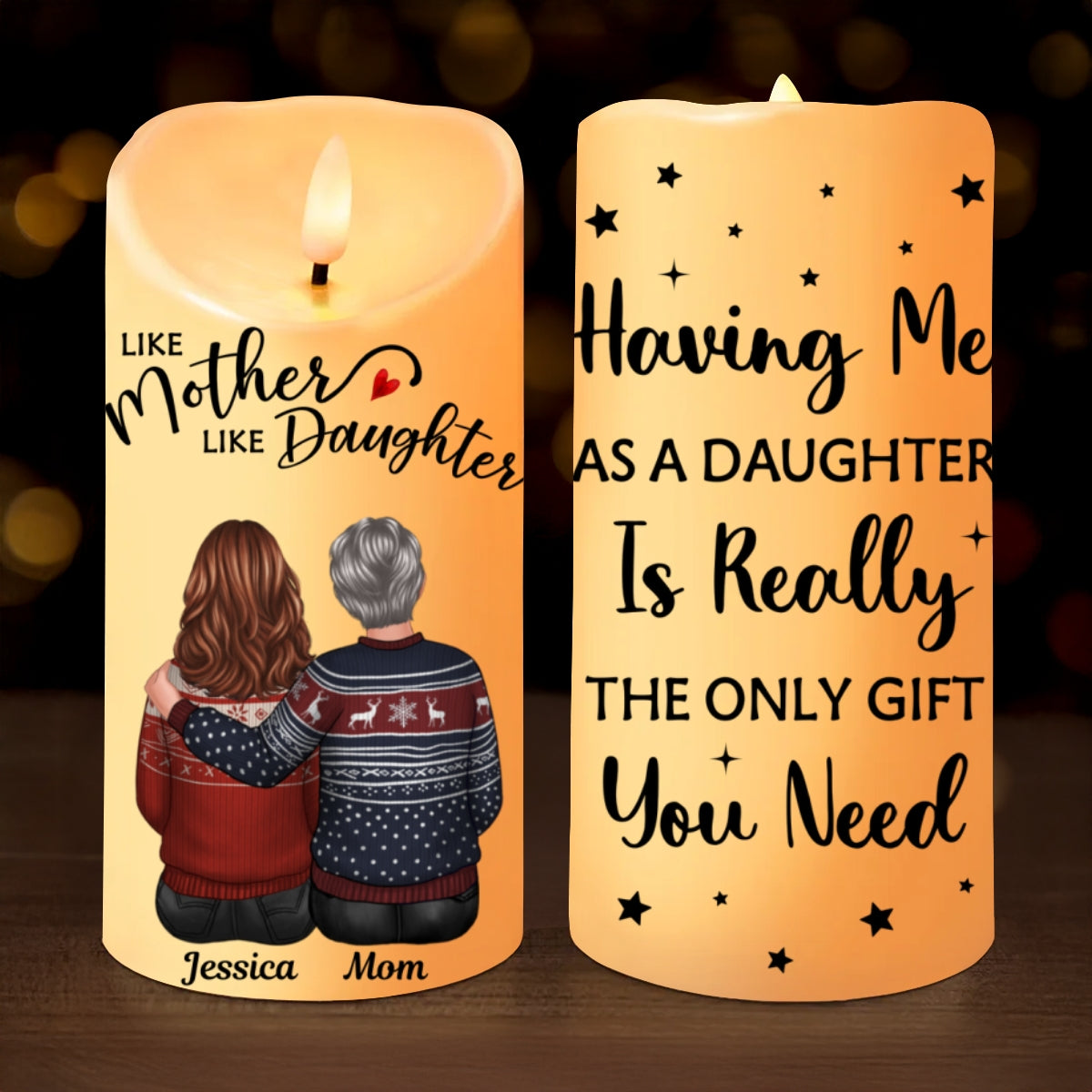 Having Me As Your Daughter Son Personalized LED Candle, Christmas Gift For Mom